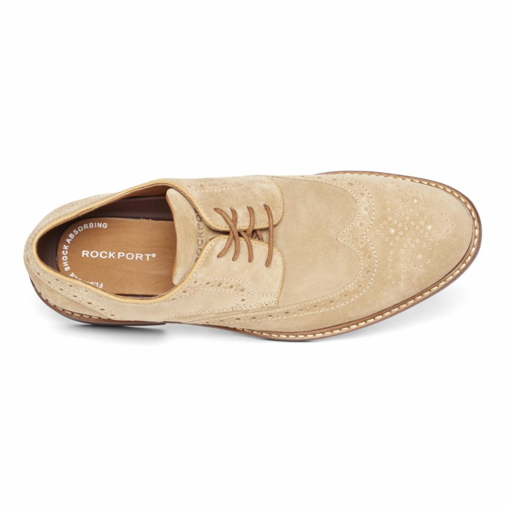 Rockport Men KENTON WINGTIP TAN SDE 