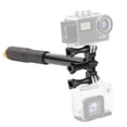 thumbnail image 3 of Adaptador de montaje de doble cabezal, soporte adaptador de cámara deportiva de doble cabezal de plástico negro Soporte de trípode con luz de flash LED Características líderes en su clase, 3 of 12