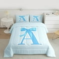 thumbnail image 3 of Manfei Letter A Monogrammed Bedding Comforter Set,Cute Cartoon Bowtie Twin Comforter Sets,Blue Bow Tie Bedding Set For Girls Kids,Microfiber Room Decorative Reversible,2pcs, 3 of 9