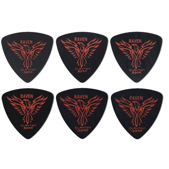 Clayton BRT80-12 Raven Rounded Triangle Guitar Picks- Black - 0.80 mm - 12 Pieces