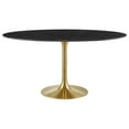 thumbnail image 3 of Modway Lippa 60" Oval Artificial Marble Dining Table in Gold Black, 3 of 8