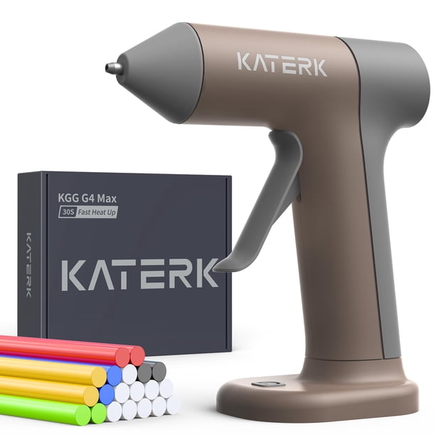 Pistola de pegamento caliente inalámbrica Katerk 30S de calentamiento rápido con 20 barras