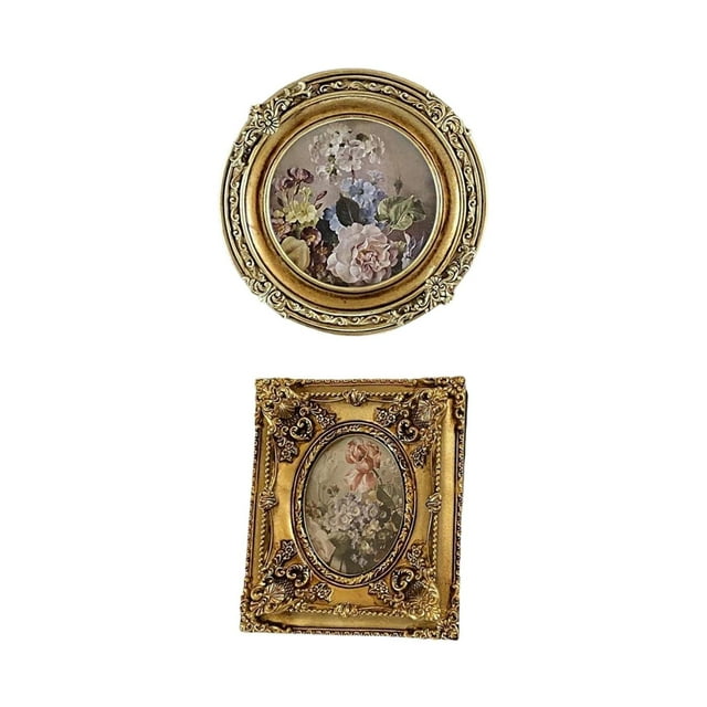 Abbracc 2 Pcs Cadre Photo Orné Galerie Photo Cadre Embossé Montage Mural et Rond Rectangulaire