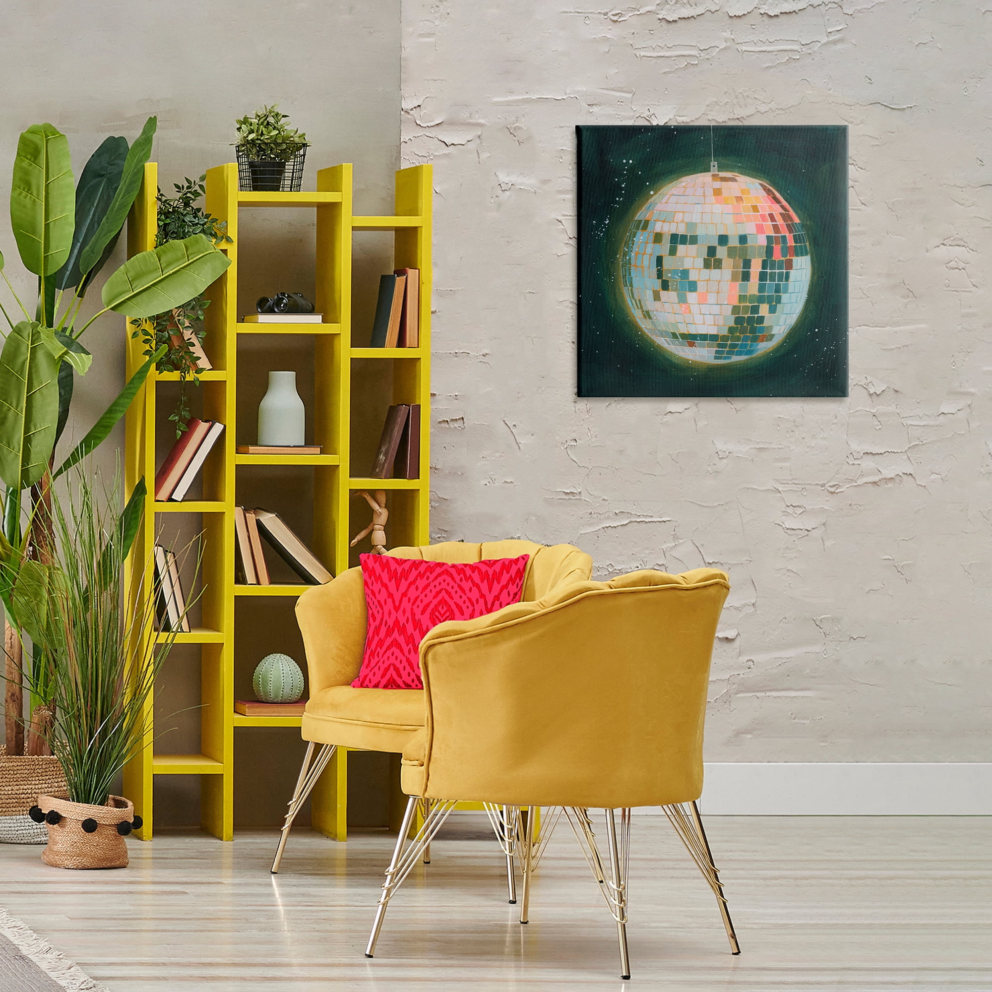 Stupell Industries Disco Ball in Space Entertainment Painting Wrapped Canvas Art Print Wall Art, 24 x 24
