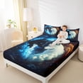 thumbnail image 5 of Homewish Couple Wolf Animal Twin Sheet Sets, Kawaii Dreamy Animal Twin Fitted Sheet, Glitter Stars Starry Sky Flat Sheet, Breathable Home Decor, 3-Piece, 5 of 8