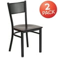thumbnail image 3 of Flash Furniture 2 Pk. HERCULES Series Black Grid Back Metal Restaurant Chair - Walnut Wood Seat, 3 of 8