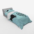thumbnail image 3 of Ambesonne Fish Bedding Set 4 Pcs, Funny Cartoon Motivation, Queen, Blue and Black, 3 of 3