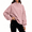 Pink, variant on TKKCS Womens Corduroy High Neck Tops- Balloon Long Sleeve Soft Knit Pullover Loose Fit Casual Fashion Blouse Pink Size XL