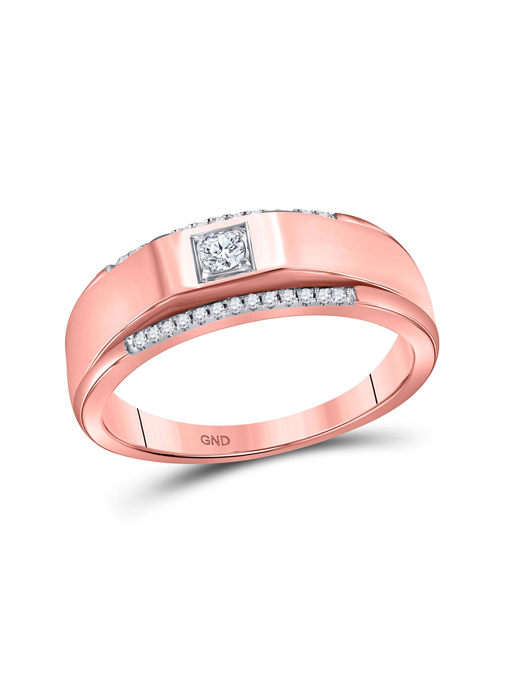 AA Jewels Solid 10k Rose Gold Men's Round Diamond Wedding Solitaire