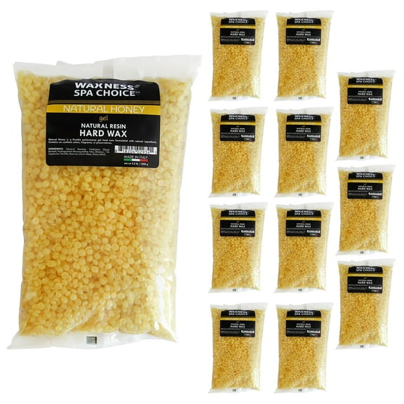 Waxness Spa Choice Natural Honey Gel Hard Wax Beads 2.2 lb / 1 kg Pack of 12
