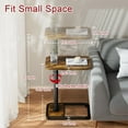 thumbnail image 3 of C-Shaped Tables Small Swivel End Table, Height Adjustable Side Tables Living Room, Snack Couch Wooden Tv Trays for Eating On Couch, Rustic Brown, 3 of 16