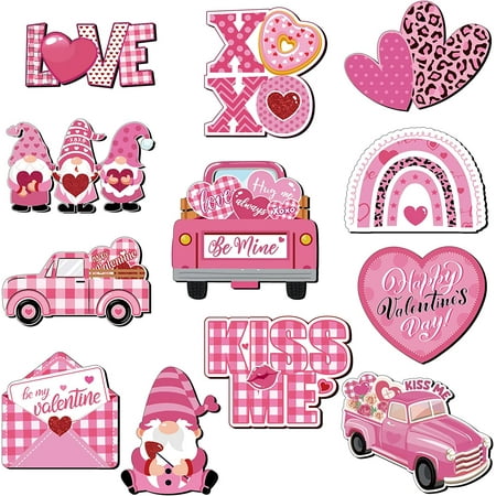 

12 Pieces Valentine s Day Refrigerator Magnets Set Red Pink Holidays Magnetic Stickers Holiday Magnets Heart Magnets Valentine s Day Magnets Refrigerator Decorative Magnets for Car Door Dishwasher