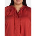thumbnail image 4 of Terra & Sky Women's Plus Size Smocked Neck Blouse, 4 of 5