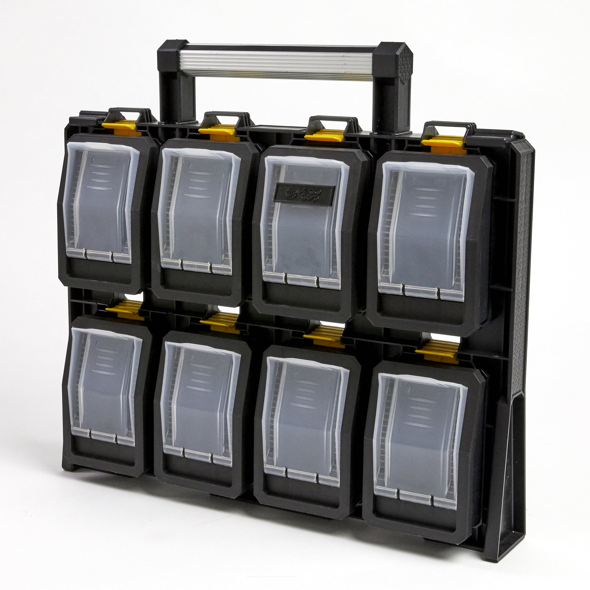 TAFCO 8-Compartment Wall Mount Quick Release Small Parts Organizer, Yellow