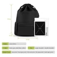 thumbnail image 5 of Mochila con CordóN con CordóN Mochila Deportiva Bolsa de Gimnasio con Bolsillo Lateral para Mujeres Hombres Negro, 5 of 5
