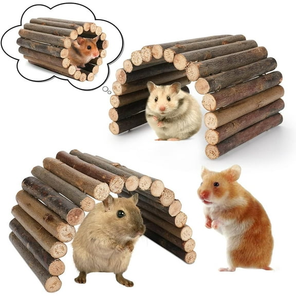Hamster Cage Accessories, 12 Different Chew Toys for Guinea Pig, Chinchillas, Gerbils, Mice, Rats, Mouse, Rabbit, Bunny Hideout Seesaw, Natural Molar Tools