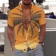 thumbnail image 3 of Camisa hawaiana con estampado de cocotero para hombre, camisas hawaianas con estampado 3D de atardecer colorido, blusas de verano de gran tamaño con solapa, mangas cortas, 3 of 5