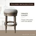 thumbnail image 3 of Maven Lane Pullman Backless Bar Stool in Reclaimed Oak Finish w/ Ash Grey Fabric Upholstery, Set of 3, 3 of 6