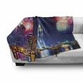 thumbnail image 3 of City Soft Flannel Fleece Blanket, Colorful Image of Fireworks in the Sky over Business District Ho Chi Minh in Vietnam, Cozy Plush for Indoor and Outdoor Use, 50" x 60", Multicolor, by Ambesonne, 3 of 6