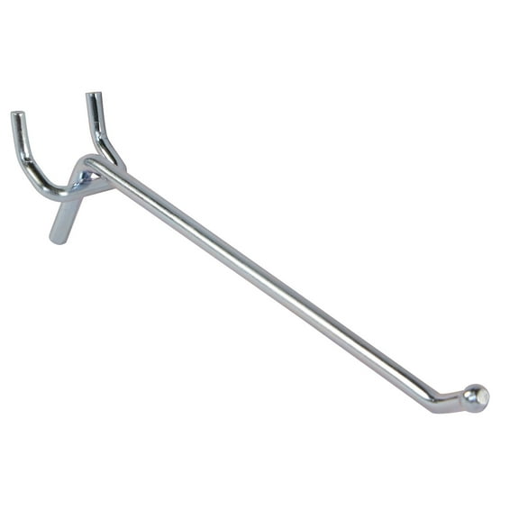 6 inch Chrome Peg Hook for ¼ inch Pegboard - Pack of 100