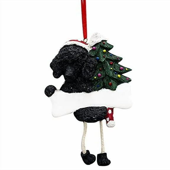 Personalizable Christmas Ornament: Poodle (Black)
