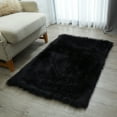 thumbnail image 3 of Lanco Fluffy Sheepskin Faux Fur Shag Area Rug, Black, 30 x 46 Bedroom, Living Room, Bathroom., 3 of 5