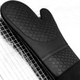 thumbnail image 3 of 2 Pair Professional Silicone Oven Mitts Baking Gloves Elbow Length Heat Gloves,4 x Oven Mitts,Black, 3 of 8