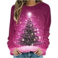 thumbnail image 2 of FDGIU Women's Christmas Graphic Tunic Tops - Soft Long Sleeve Crewneck Blouses with Xmas Tree Prints, Holiday Party Tees, 2 of 6