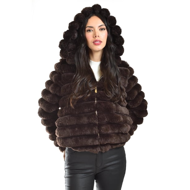 Chamarra de peluche con capucha Roman Fashion juvenil 24192 cafe