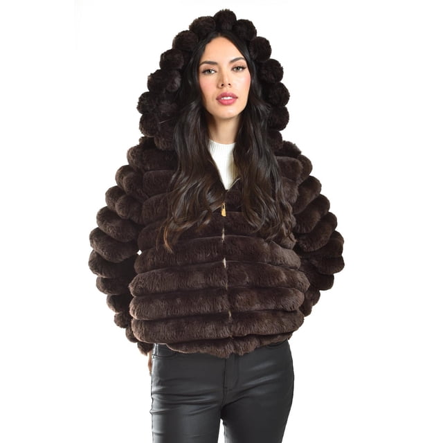 Chamarra de peluche con capucha Roman Fashion juvenil 24192 cafe