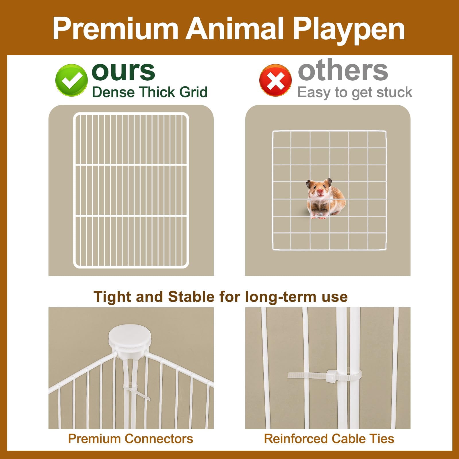 Panels Small Animal Playpen, Pet Playpen with Waterproof Mat, Cage for Guinea Pigs, Puppy Play Pen, Bunny Playpen, Indoor Outdoor Portable Metal Wire Yard Fence