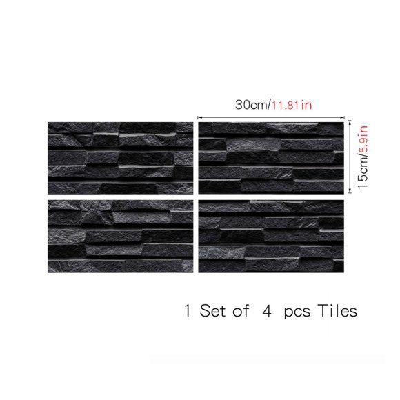 4 Pcs 3D Faux Brick Wall Panels Peel and Stick Brick Tiles-5.9"X11.8" Small Size Thin PVC Brick Self Adhesive Wall Tile Faux Brick Paneling for Living Room, Bedroom, Kitchen, Fireplace