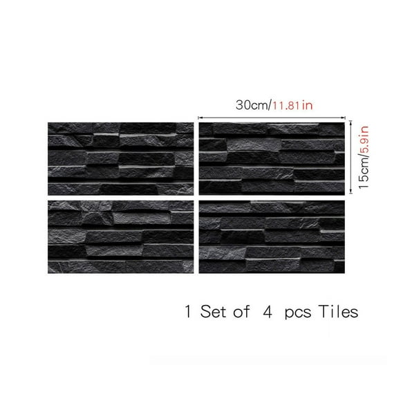 4 Pcs 3D Faux Brick Wall Panels Peel and Stick Brick Tiles-5.9"X11.8" Small Size Thin PVC Brick Self Adhesive Wall Tile Faux Brick Paneling for Living Room, Bedroom, Kitchen, Fireplace