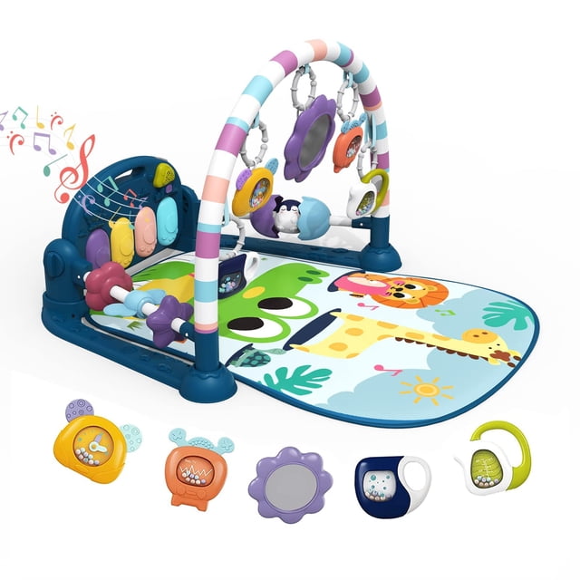 Alfombrilla de juego para bebés Dearlomum Baby Gym con piano y 5 juguetes
