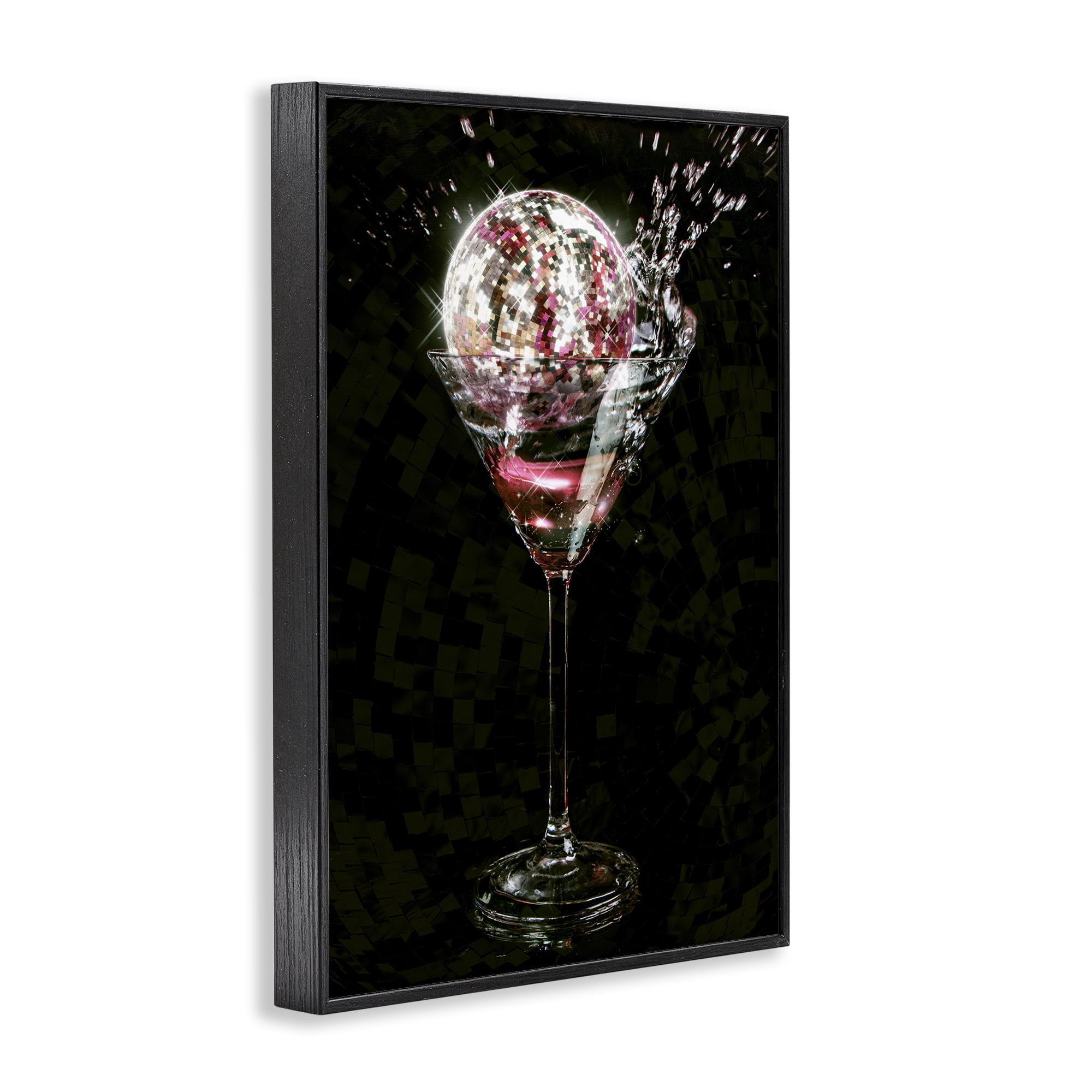 Stupell Industries Disco & Cocktail Splash Food & Beverage Painting Black Framed Art Print Wall Art, 12 x 18