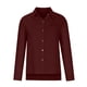 thumbnail image 4 of Umfun - Camisa con botones para mujer, estilo informal, para el trabajo, blusa de manga larga, cuello en V liso, solapa, blusa holgada, túnica de trabajo de manga larga con bolsillo, color vino,, 4 of 5