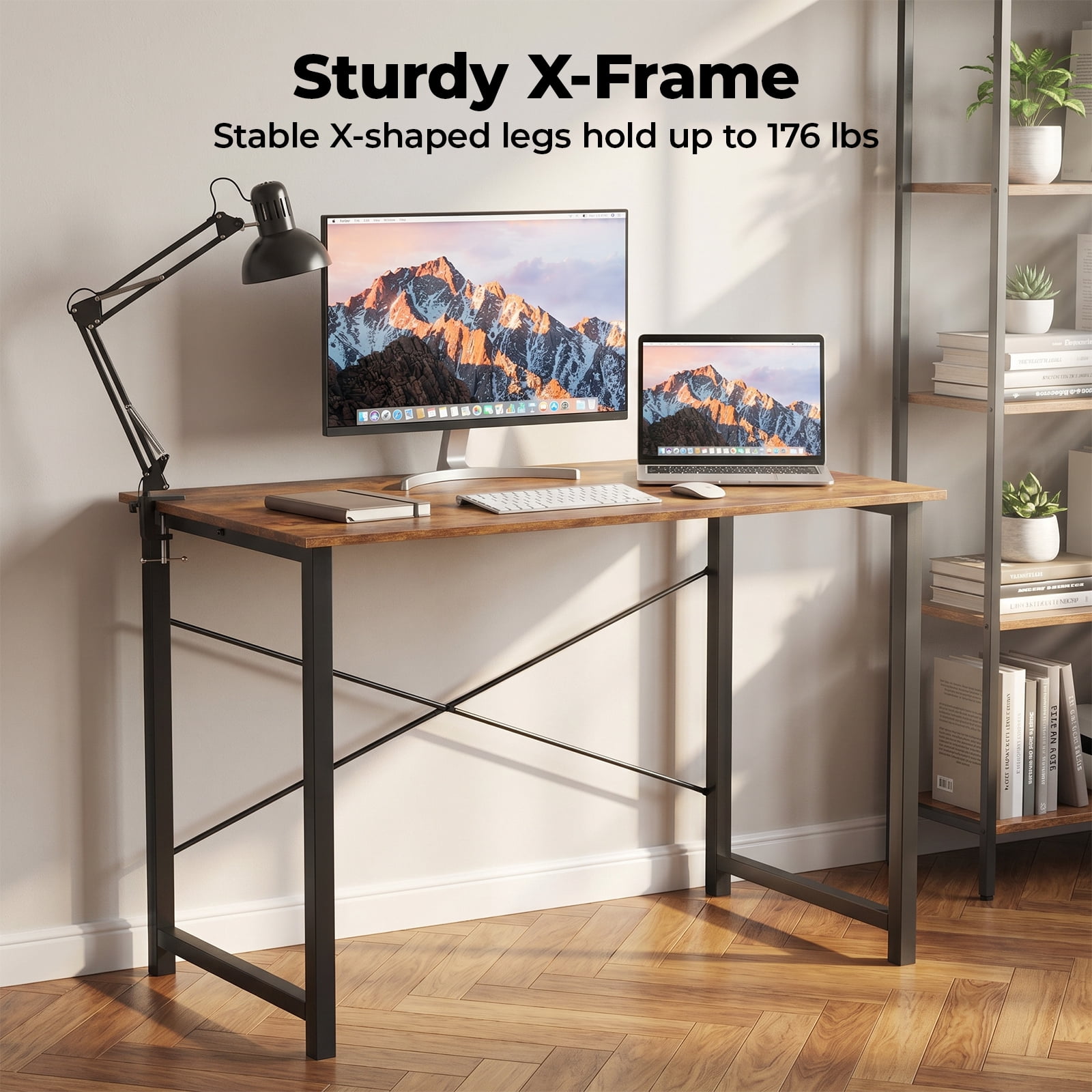 Alvantor Computer Desk 40 Inch, Modern Writing Desk for Home Office with Storage Bag & Hook, Small Office Desk for Small Spaces
