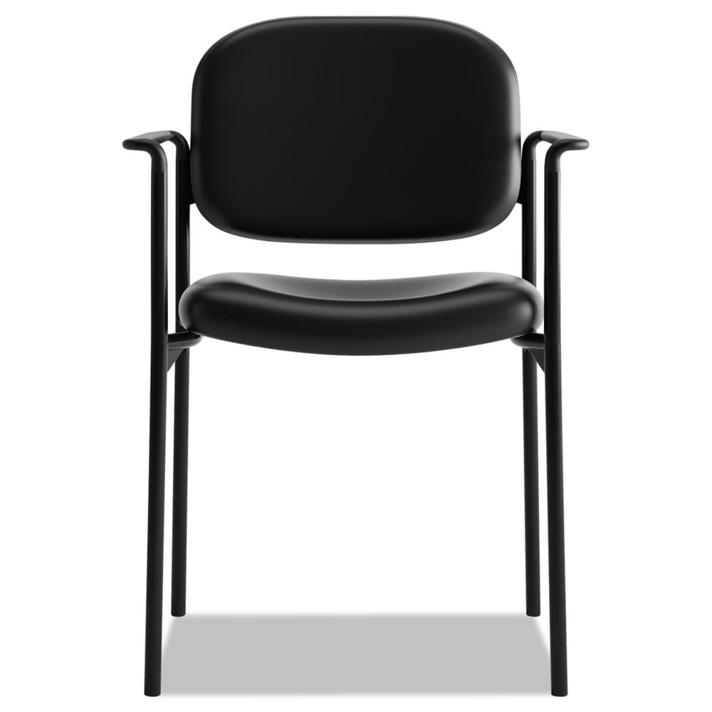 (20 Chairs Set) basyx VL606 Series Stacking Guest Reception Waiting Room Chair, Black Leather, 10 Arm, 10 Armless