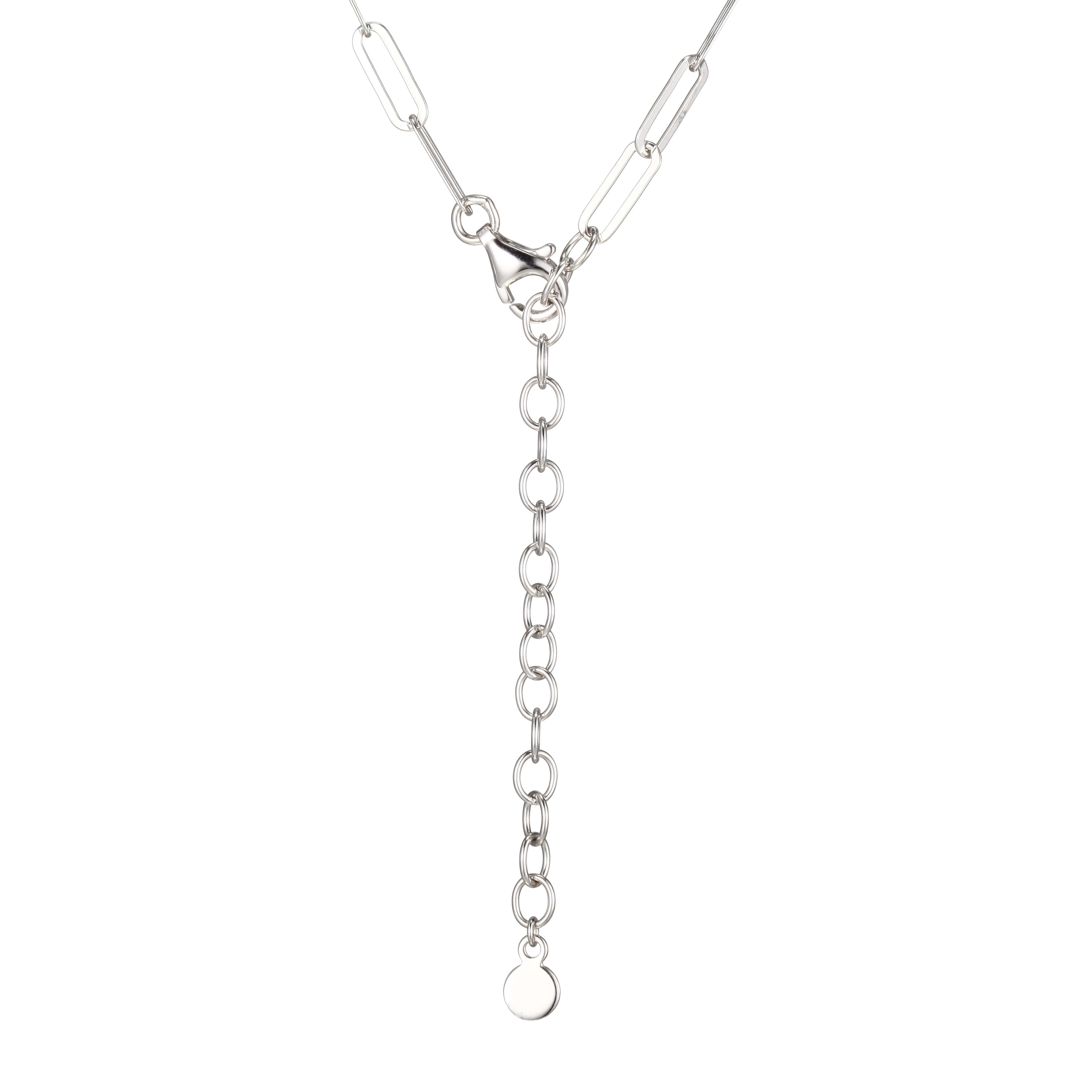 Forever Facets Cubic Zirconia Heart Paperclip 18” Necklace in Sterling Silver, Adult Female