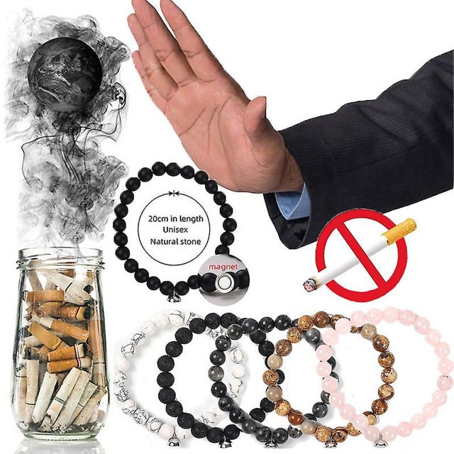 Pulsera creativa para dejar de fumar, brazalete sencillo con cuentas, joyería personalizada y encantadora, regalo para hombres y mujeres, pulseras de piedra natural