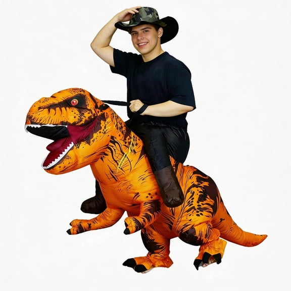 Inflatable Ride on Costume Dinosaur T-Rex Halloween Fancy Dress for Adult Costume Dragon Party Outfit animal themed Blow Up cosplay