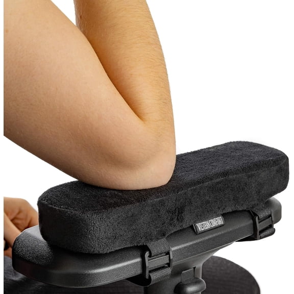 2 Pack Adjustable Strap Arm Cushion, Thick Memory Foam Office Chair Armrest Cushion, Soft Plush Elbow Support Arm Pad, Universal Gaming Chair Arm Rest Pillow Desk Chair Arm Covers