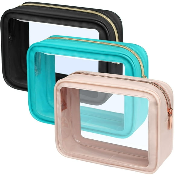 Bolsa de aseo PACKISM aprobada por la TSA, paquete de 3, mejorada, con bordes de color