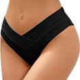 thumbnail image 6 of TMOYZQ Women's Thong Bikini Bottoms Cross Front High Cut V Cheeky Brazilian Swimsuit Bottom Tummy Control High Waisted Bathing Suit Swim Bottoms Beach Swimwear, 6 of 9