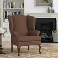 thumbnail image 2 of Pemberly Row Brown Fabric Traditional Wing Back Accent Chair, 2 of 7