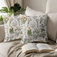thumbnail image 4 of Spring Summer Floral Pillow Covers 16x16 Inch Set of 2 Sage Green Herbs Yellow Red Blue Flowers Decorative Throw Pillows Botanical Leaf Pillow Cases Farmhouse Home Decor for Sofa Couch Outdoor, 4 of 6