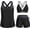 Black and Gray, variant on Women's three piece Tankini swimsuit - abdominal control vest with bra, moderate swimsuit with pockets, shorts, bottom 2026