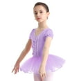 thumbnail image 2 of DPOIS Kids Ballet Dance Shorts Sleeve Leotard Gymnastic Tulle Tutu Skirt Dancewear, 2 of 6