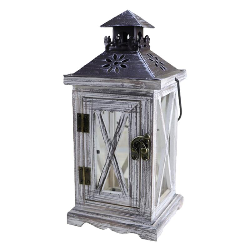 Rustic Style Vintage Distressed Wooden Lantern Decorative Hanging