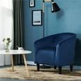 thumbnail image 2 of Alden Design Upholstered Barrel Accent Chair for Livingroom, Blue Velvet, 2 of 7